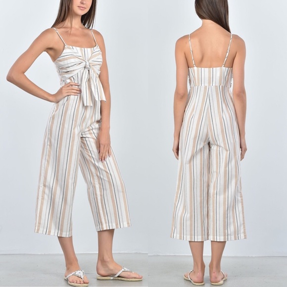 Ivory Knot Stripe Jumpsuit Romper - Picture 4 of 4